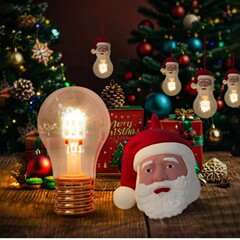 メーカー卸売 クロスボーダー人気商品 サンタクロース クリエイティブナイトライト クリスマスツリー飾り 吊り下げ式 ポータブル充電式 小型充電式
