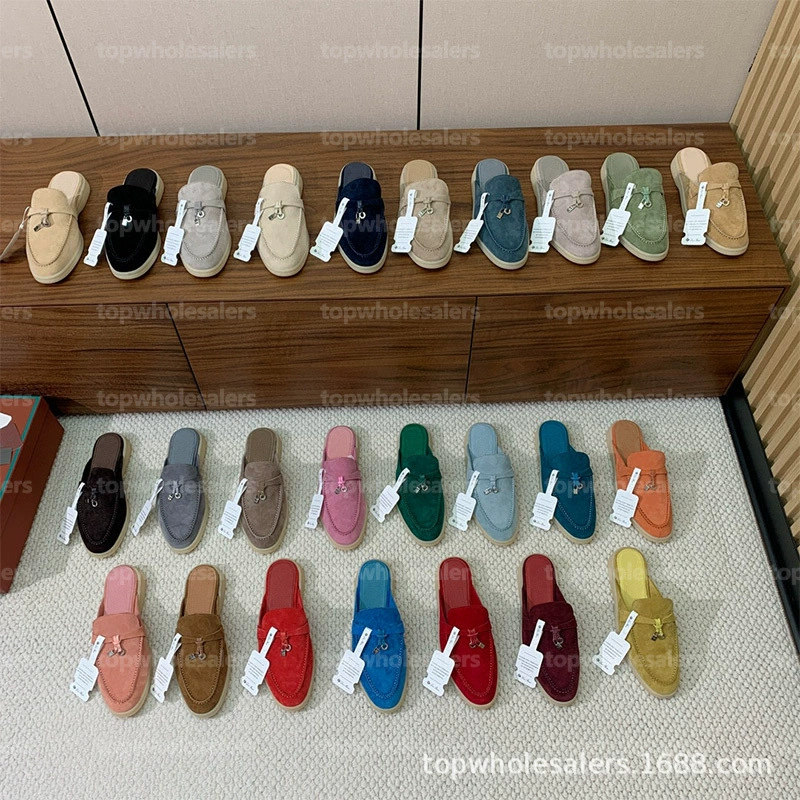 В наличии: трансграничные шлепанцы LP для улицы, полузакрытые мюли на плоской подошве, парные туфли, слипоны из натуральной кожи.