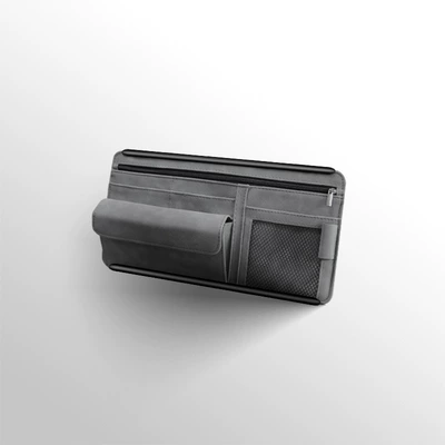 Visor Storage Card Holder Multifunctional: Car Glasses Clip/Bill Clip - gray-8018-glasses-case-suede