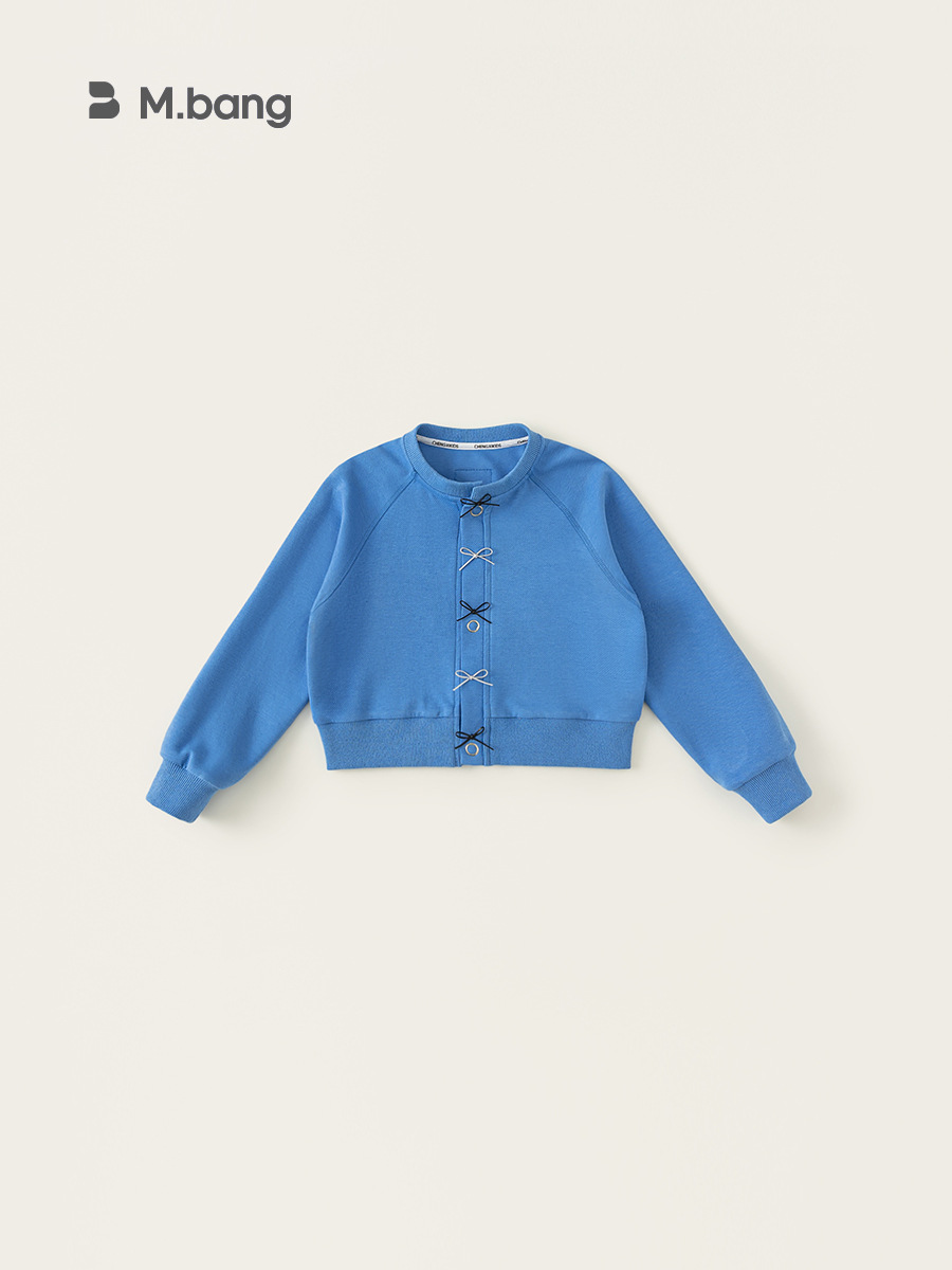 Youbao ropa para niños chaqueta para niñas primavera 2025 nuevo estilo chico mediano y grande estilo occidental lazo chica cardigan top primavera