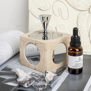 Modern Light Luxury Metal Yellow Cave Stone Non-fire Aroma Diffuser Essential Oil Aroma Bathroom Decoration Model Room