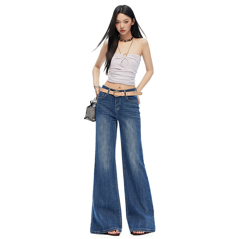 YKK Zipper 8212 Women's Slightly Flared Jeans, High-Waisted, Slimming, Loose-Fitting Wide-Leg Flared Pants (2026)