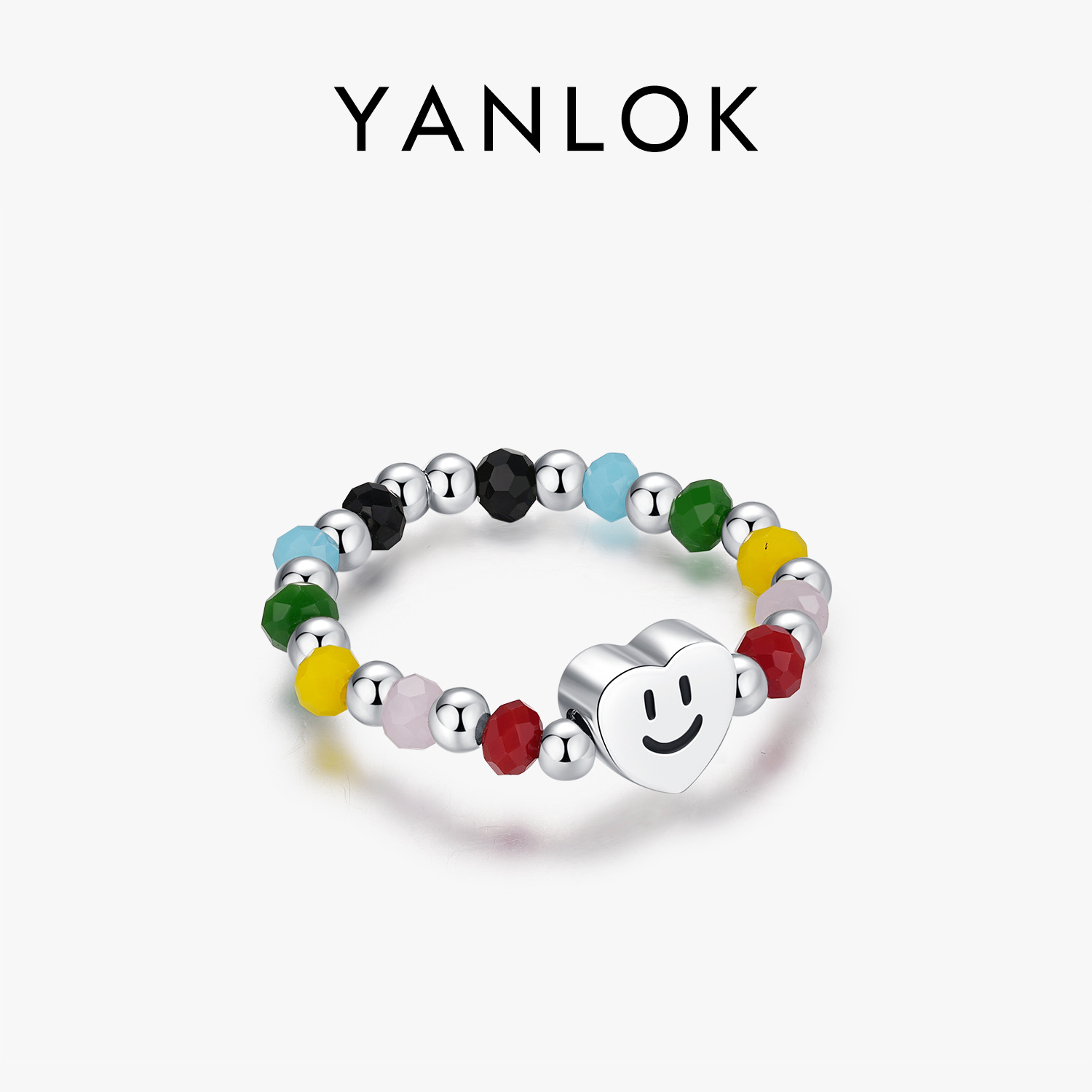 YANLOK Beaded bracelet, elastic brand ring, silver 925 sample