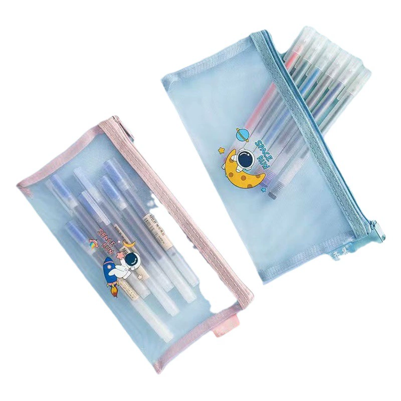 Оптовая ПРОСТАЯ ПРОЗРАЧНАЯ Сетчатая Сумка для карандашей сумка для хранения для студентов экзаменационная Портативная сумка для карандашей большая емкость канцелярская сумка