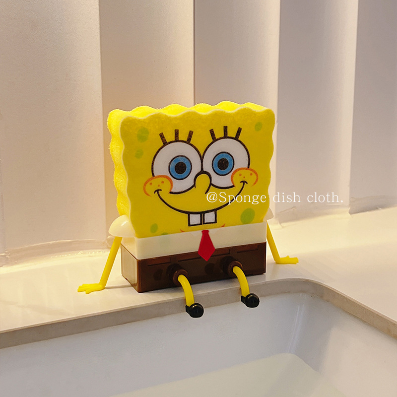 Bob Esponja lavavajillas limpieza encantadora caricatura lavavajillas esponja cepillo de platos artefactos lavavajillas tela limpia tela esponja absorbente