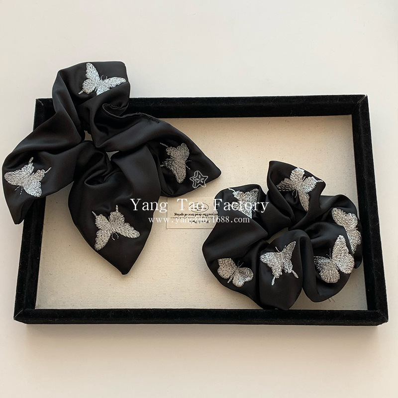 Original auténtico de alto nivel sensación nueva mariposa china bordada anillo de pelo anillo de pelo intestino anillo cuadrado tocado adornamiento para el pelo