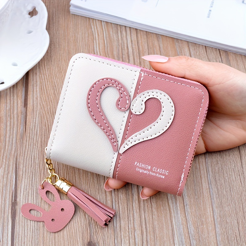 New Zero dame kort mini glidelåslommebok med kvast, moderne koreansk utgave, skjøtet fargekortveske_voghion.com