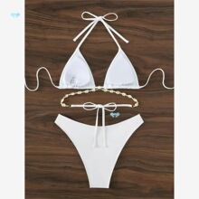 Solid color high waisted sleeves bikini��ɫ�����o��Ȼ���
