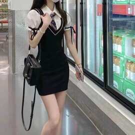2026夏季连衣裙子女学院风韩版ins甜辣妹气质短裙包臀裙JK制服女