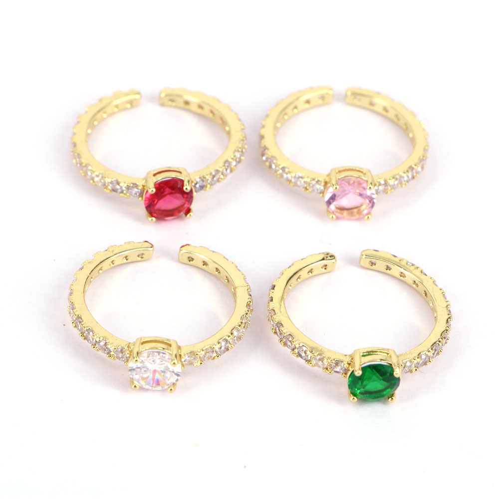 new style round Copper Plating 18K Gold Zircon open Ring