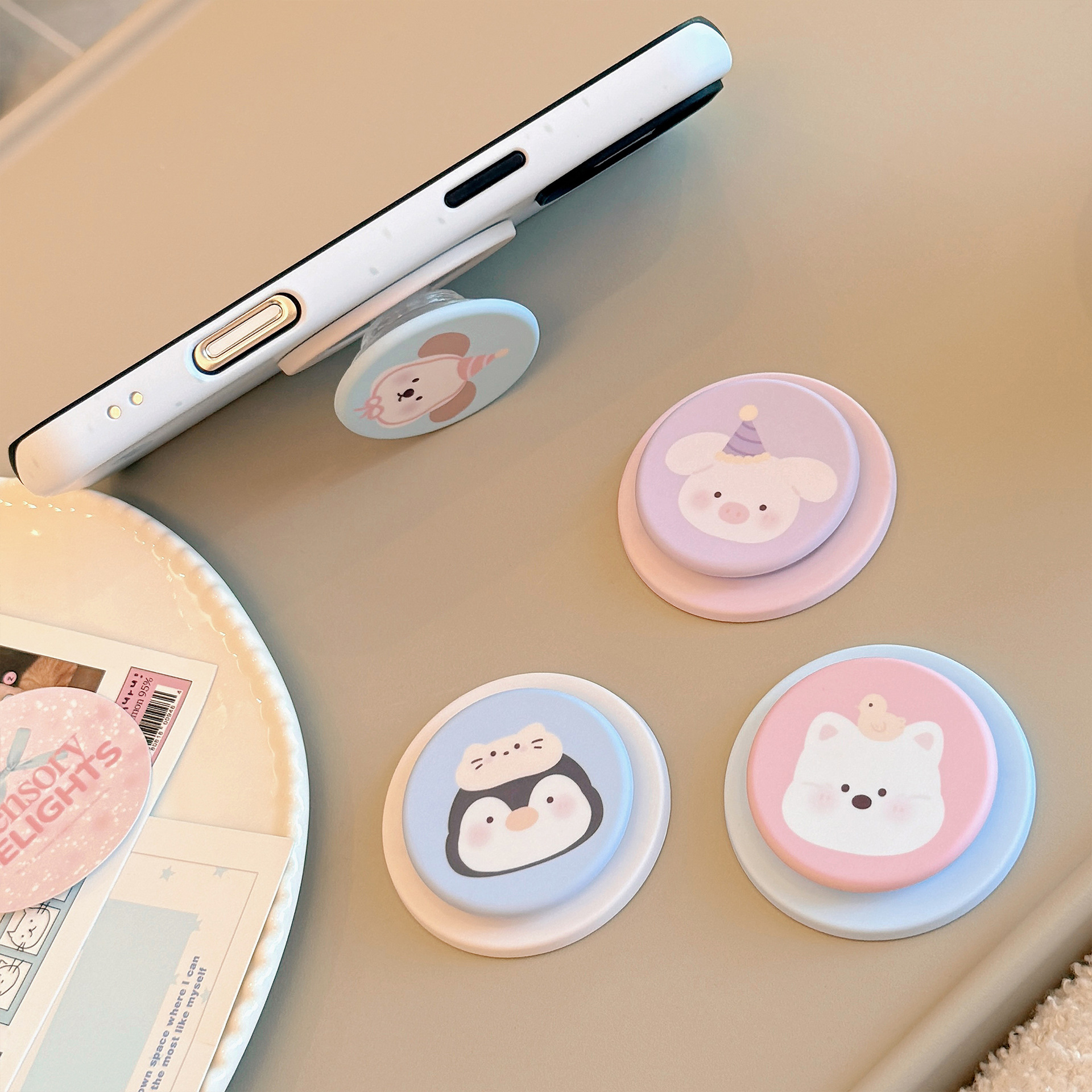 Dibujos animados de nicho para Magsafe soporte magnético película pequeño animal soporte de airbag de teléfono móvil retráctil portátil