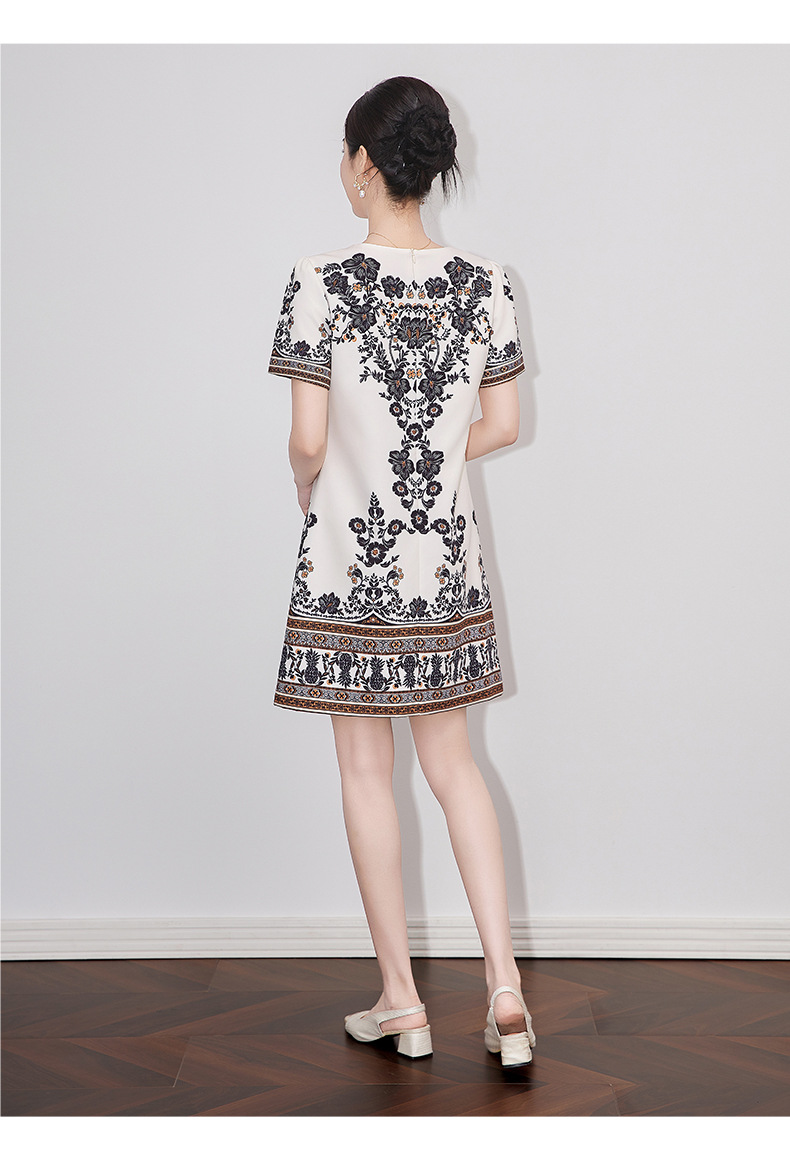 Váy chữ A phong cách Chanel in họa tiết định vị cao cấp, tôn dáng, mùa hè — Màu đen chi tiết 9
