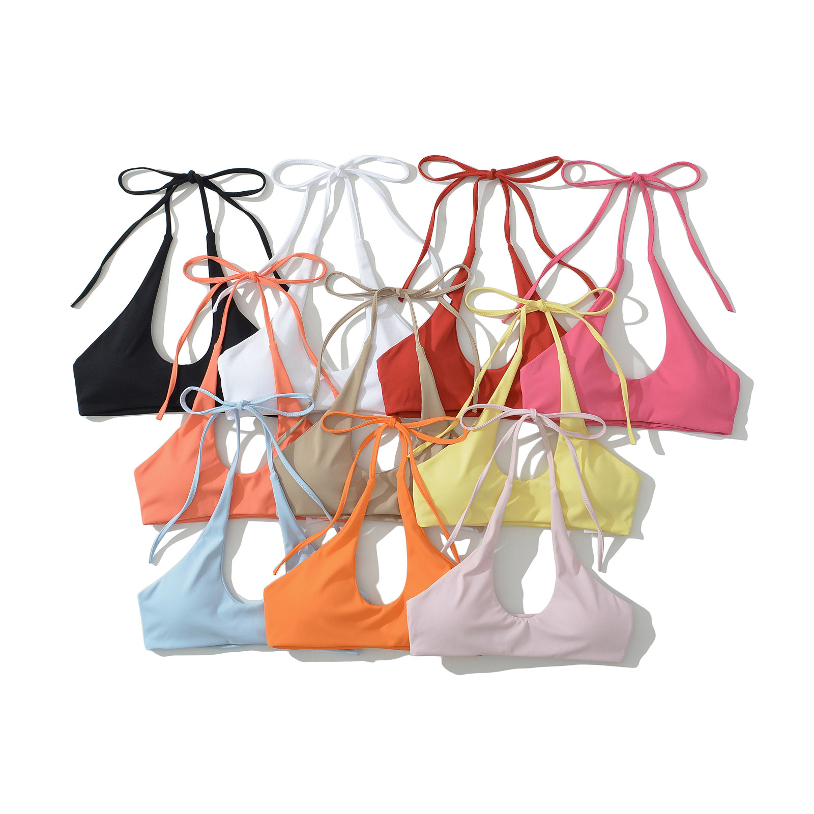 Comes with Breast Pads, Large U-Neck Halterneck Strap Vest for Women 2025 Summer Sexy Hot Girl Outer Wear and Inner Tube Top