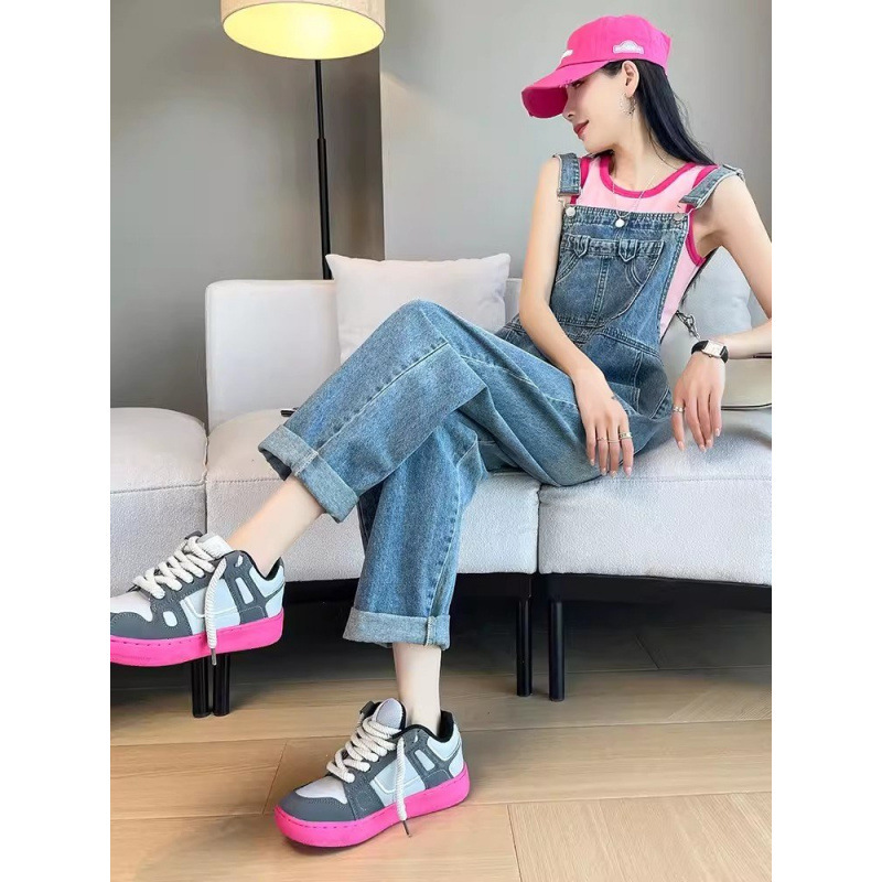 Milk fufu Denim overalls women's spring and autumn cute age-reducing 2025 new pear-shaped body loose slimming