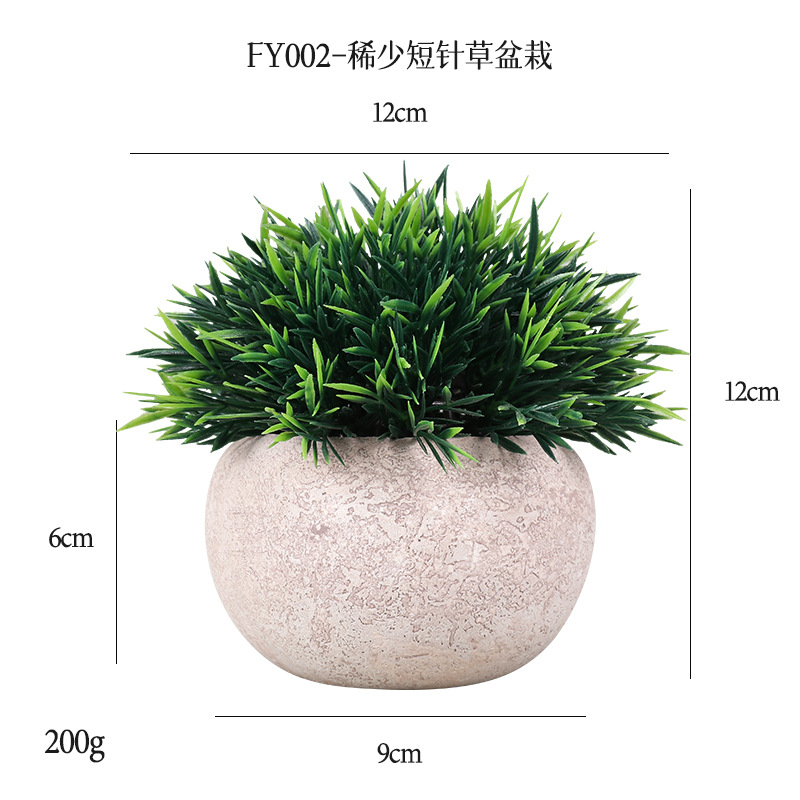 Artificial Potted Plants Cross-border Small Needle Grass Plant Simulation Potted Plants Half-Circle Natural Degradable Pulp Artificial Plant Bonsai
