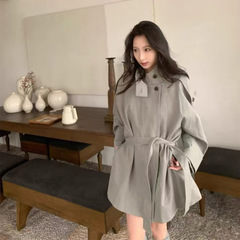 风衣外套女小个子2025秋新款短款立领中长款高级英伦风巴恩风外套