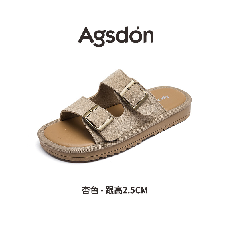 Augustion Backen pantuflas mujer 2025 verano nuevo estilo exterior de un pie con falda sandalias y pantuflas de playa de suela gruesa