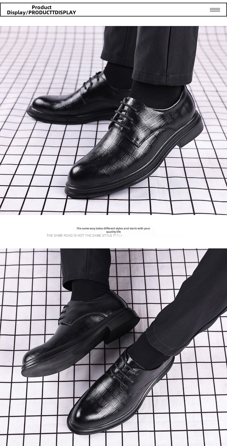 Leather Shoes Men's Business Dress Casual Trendy Shoes Spring British Groom Korean Cross-border Soft-soled Wedding Shoes Breathable_vogvips.com