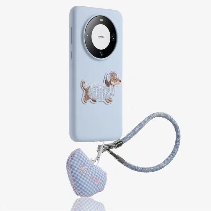 Leche de color sólido simple bordado cordero adecuado para Huawei Mate70Pro funda para teléfono móvil Pura70 cordón 60 mujeres