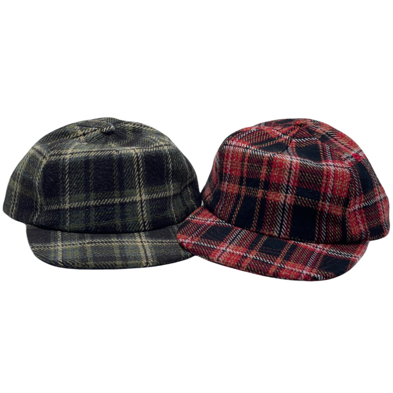 美式街头小众设计款格子五片平檐帽女潮牌嘻哈滑板棒球帽鸭舌帽男