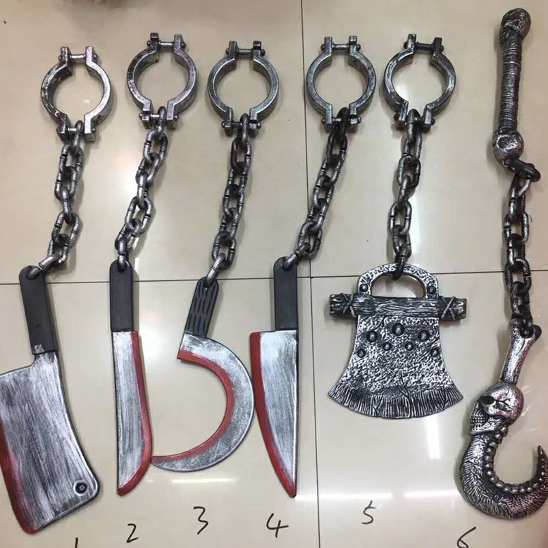Juguetes de Halloween para adultos y niños armas de cadena Dios falca cuchillo de fruta cuchillo de cocina armas de plástico accesorios de decoración