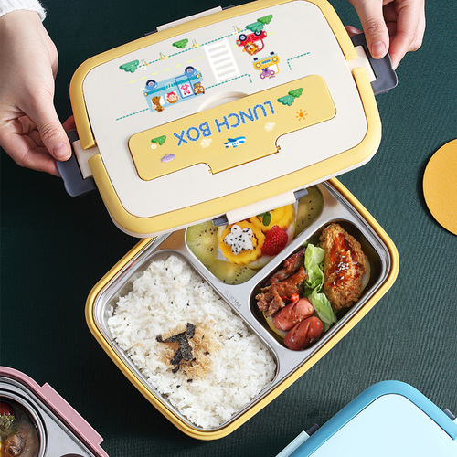 316 stainless steel insulated lunch box for students and children cartoon compartmented lunch box for office workers portable lunch box