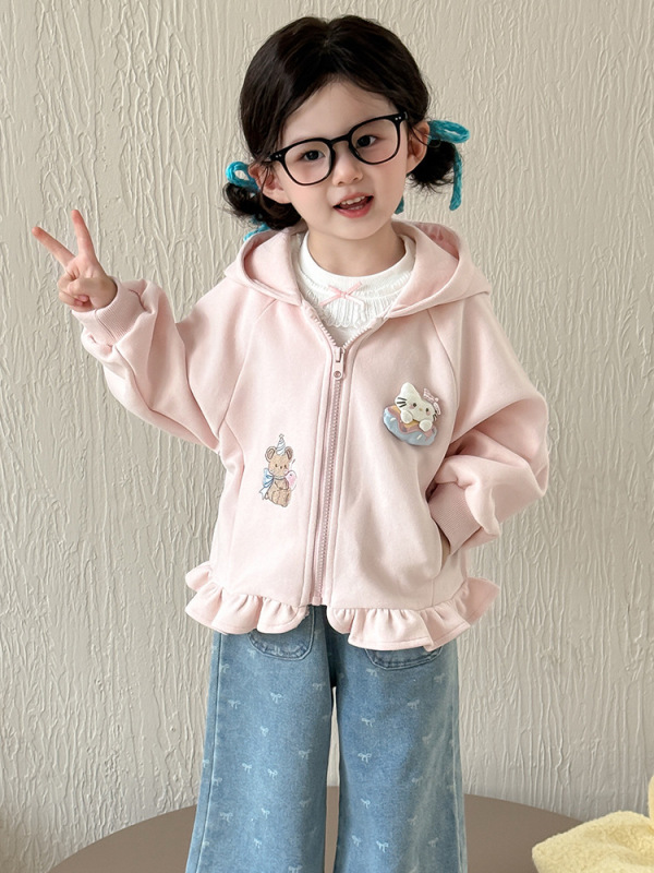 女童外套春秋季2025新款小女孩宝宝秋款小童连帽上衣儿童秋装衣服|undefined