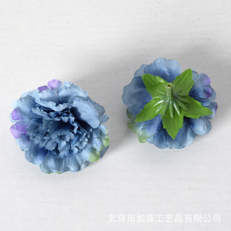 Flores de simulación de claveles de flores de cabeza de flores de boda casera acompañante regalo de mano decoración con tela de seda DIY flores artificiales