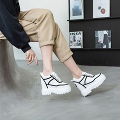 真皮小白鞋女厚底11厘米增高板鞋韓版休閒女鞋潮2024春季新款百搭