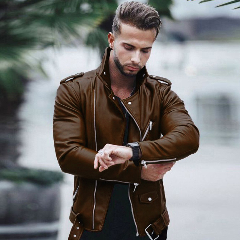 Men's Clothing Autumn And Winter Leather Coat Large Size Fashion Slim Leather Jacket Coat_voghion.com