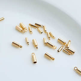 14K包金保色皮绳吊钟收尾扣 diy手工链条接头套管 定位连接扣配件