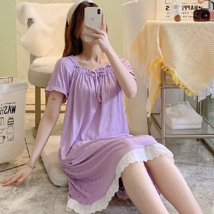 Pijama de mangas cortas pijama de mujer 2026 primavera y verano suelto lindas niñas encaje ropa de hogar dormitorio de estudiantes