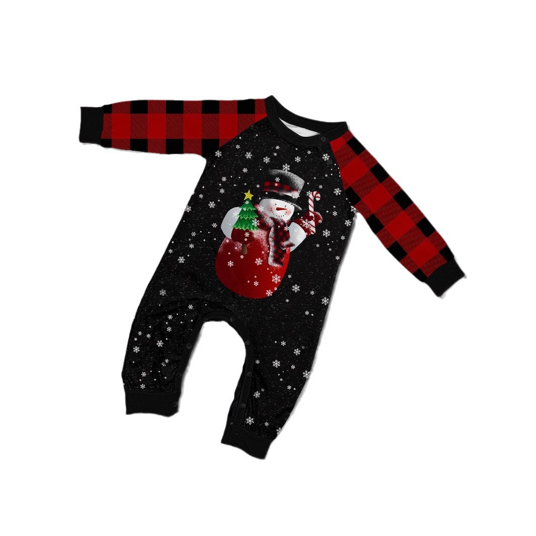 Christmas snowman candy cane snowflake Christmas family suit printed homewear sleep_voghion.com