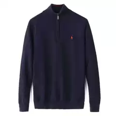 Autumn and Winter New Rl Pony Logo Men's Knitwear Stand Collar Zipper Paul Knitwear Men's Pique Pure Cotton Embroidered Knitwear
