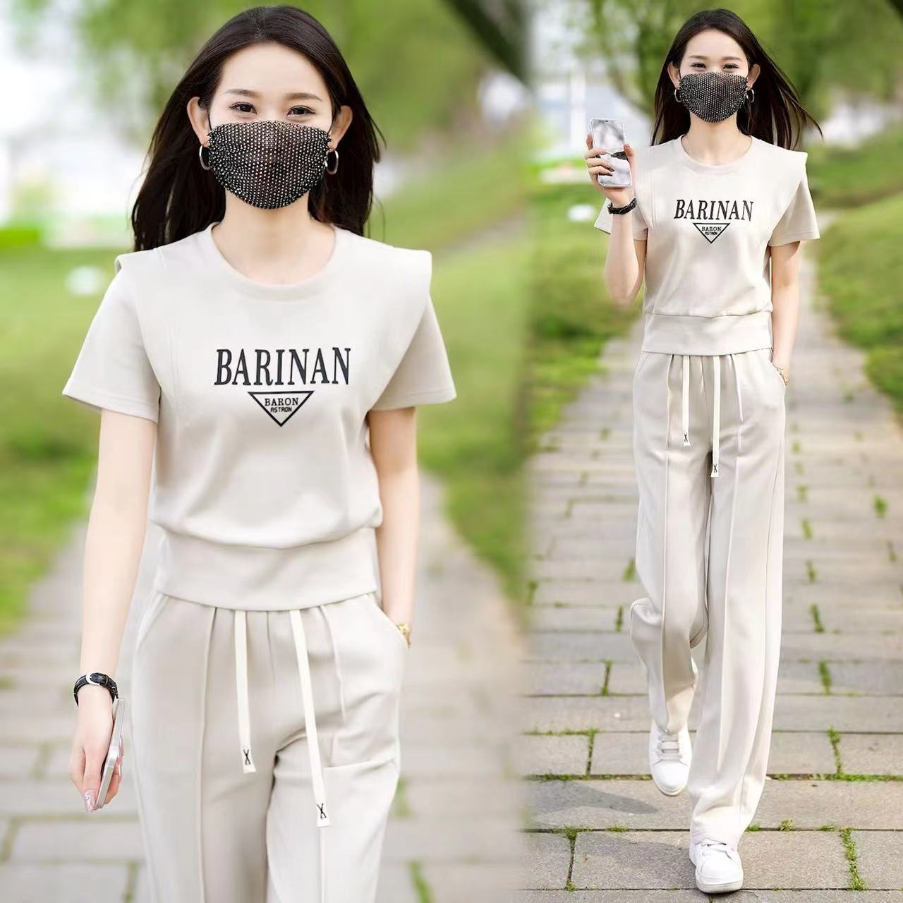 Fashion Casual suit Women's Summer 2024 New Stylish Fashionable Age-reducing Travel Sportswear Short-sleeved Two-piece Set for Women