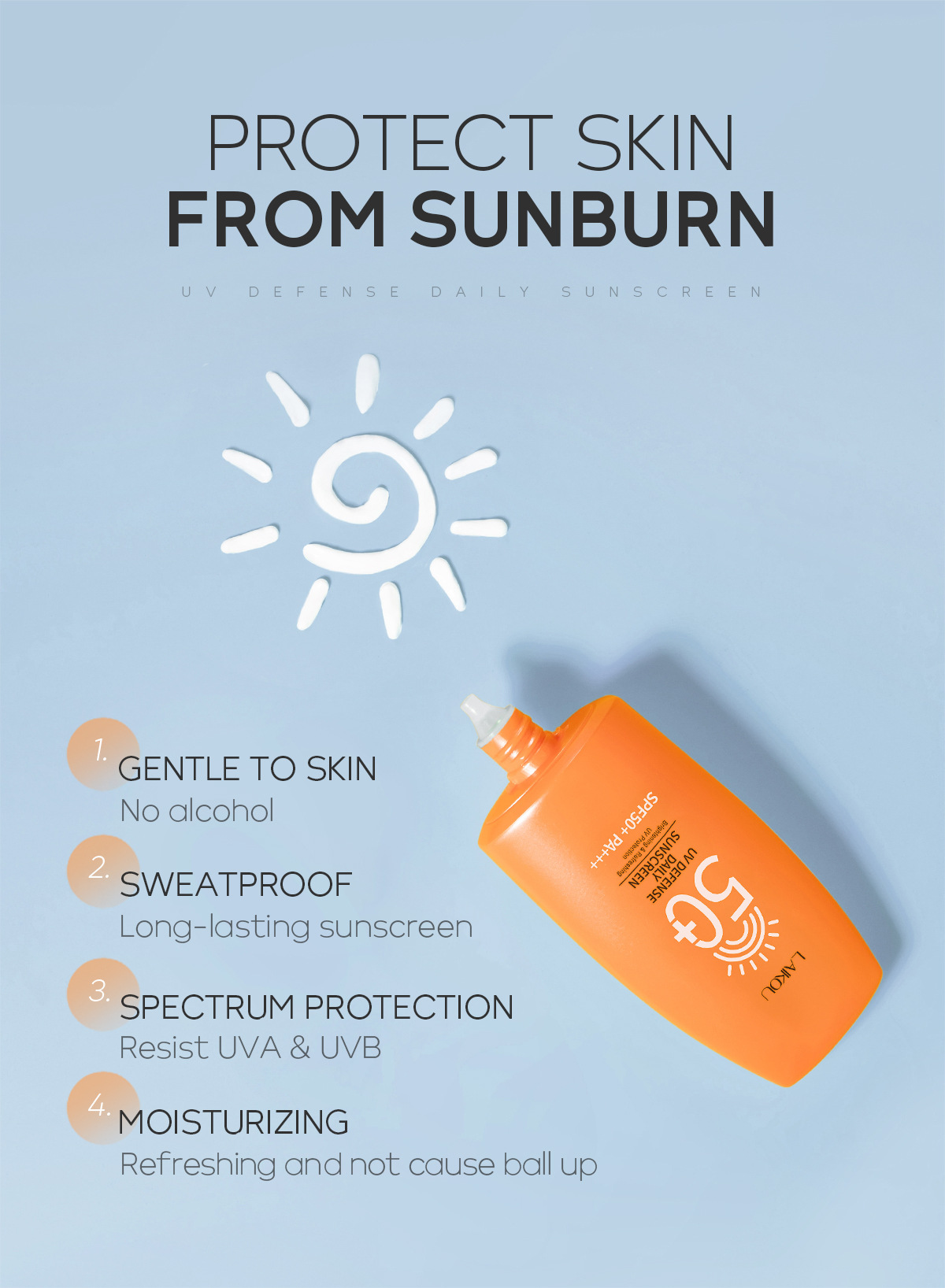 Summer cross-border LAIKOU sunscreen50g Student facial Isolation Waterproof and Refreshing New Upgrade undefined