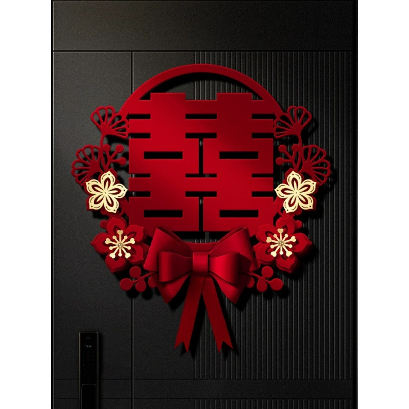 Наклейки с персонажами «Двойное счастье» для украшения свадебной комнаты, входной двери, двери спальни, набор 3D-наклеек с персонажами «Двойное счастье» с бесплатной доставкой.