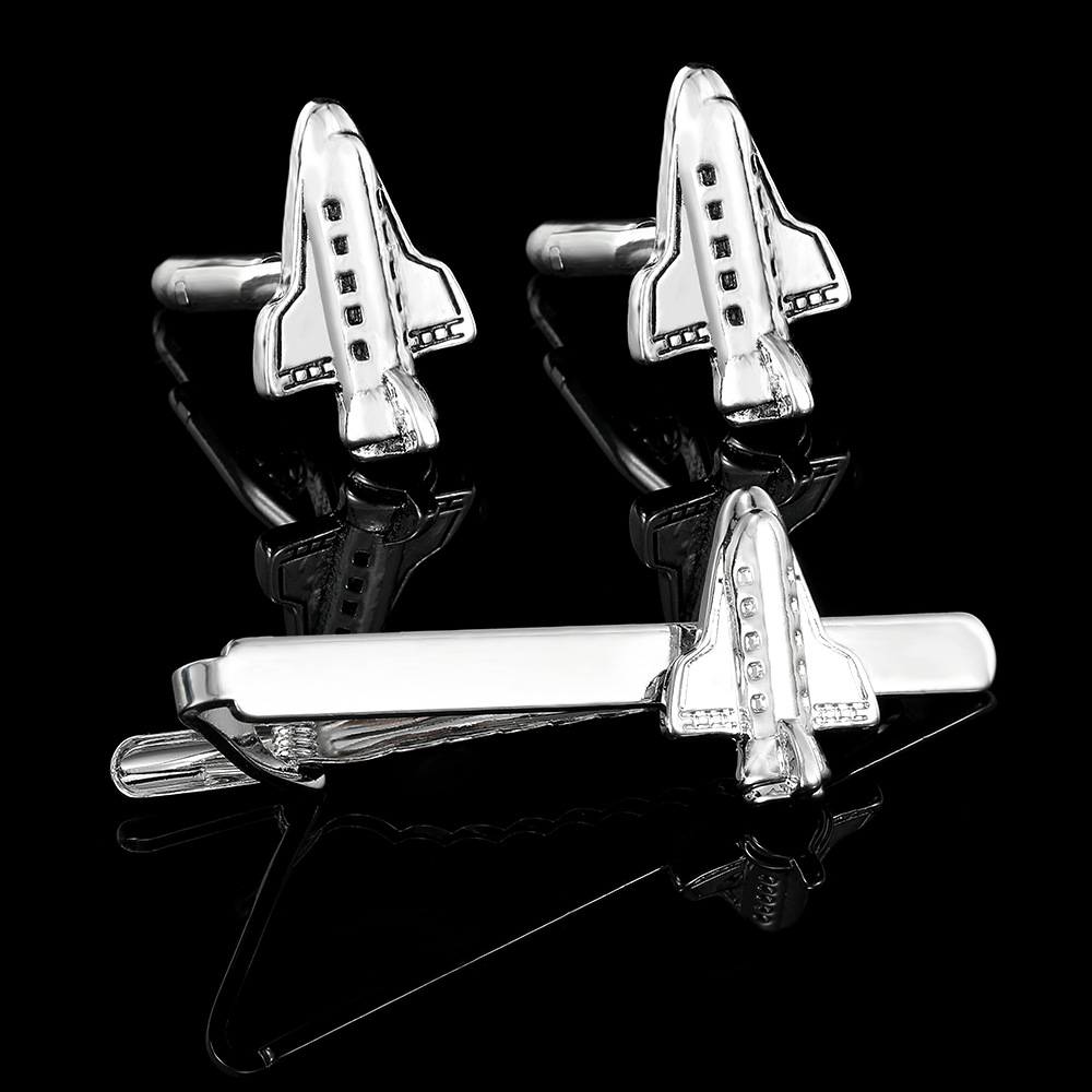 new astronaut space tie clip men's trendy casual tie clip cufflinks set clothing accessories_voghion.com