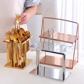 跨境不锈钢餐具架牛排刀叉勺餐具置物架36件套西餐餐勺挂架收纳架