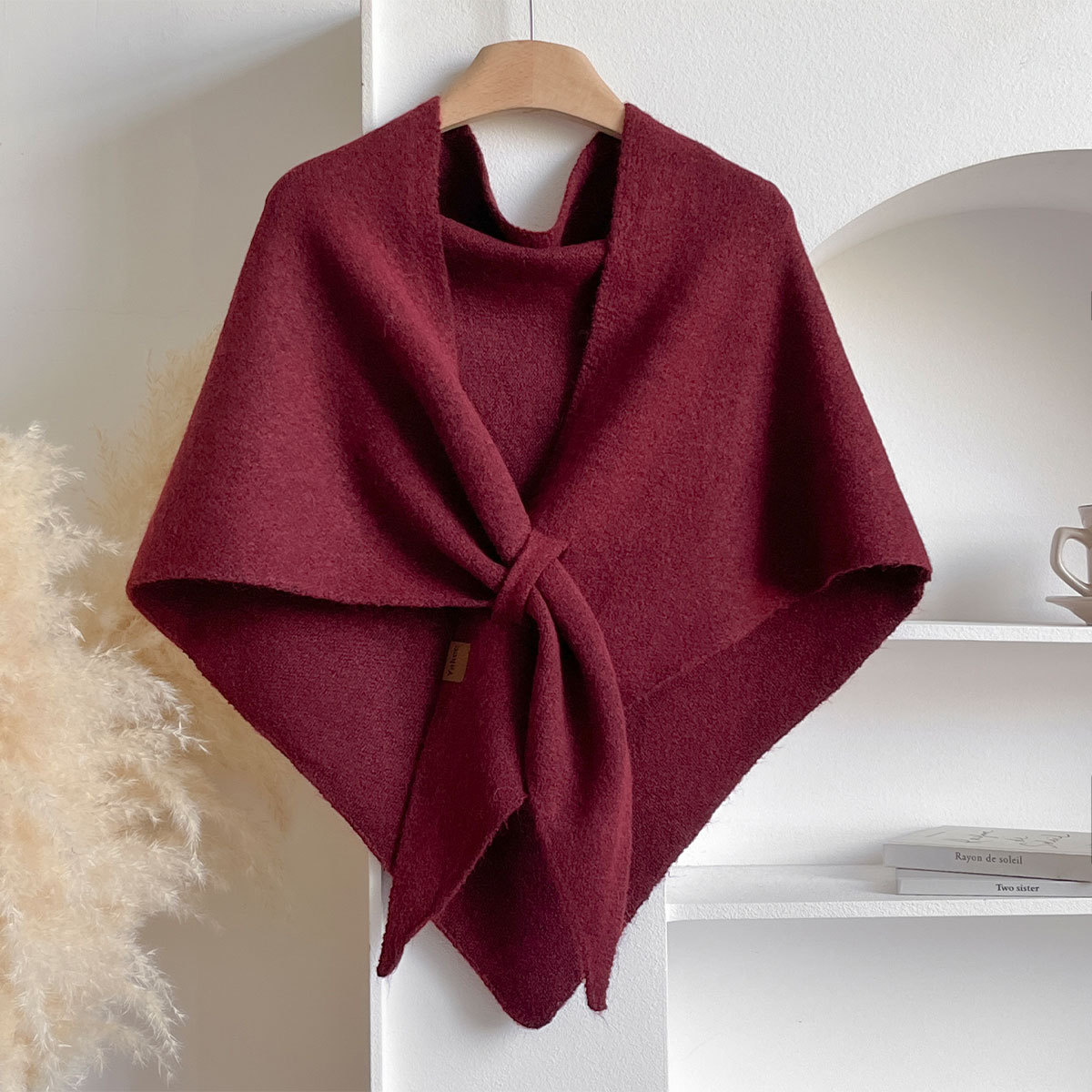 Bufanda Triangular de Lana Estilo Casual 2025 para Mujer, Calentador de Cuello para Otoño e Invierno, Chal Grande de Color Sólido para Habitaciones con Aire Acondicionado.