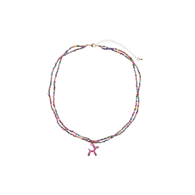 Collar colgante de cuentas de arroz para cachorros de dopamina de verano de acero de titanio, cadena de clavícula de temperamento de viento dulce y fresco, collar de sentido avanzado de nicho