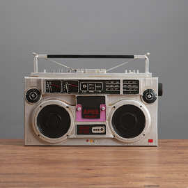 欧式7080年代复古怀旧做旧铁艺收音机录音机模型道具装饰创意摆件