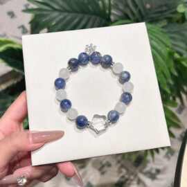 天然紫水晶蓝晶石白水晶尖晶时尚设计手链抖音小红书直播供货爆款