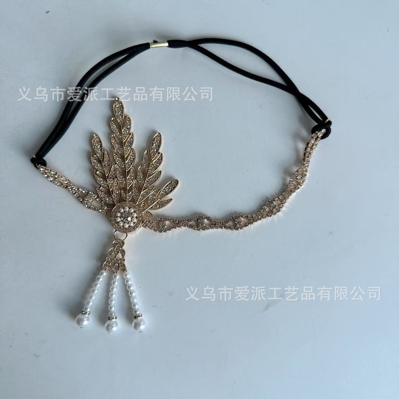 20年代盖茨比派对黑色烟杆珍珠项链手套手镯羽毛头带配饰批发|undefined