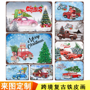 Tin Painting Bar Clothing Store Home Wall Decoration Tin Metal Decor Cross-border Monopoly Decoration Christmas