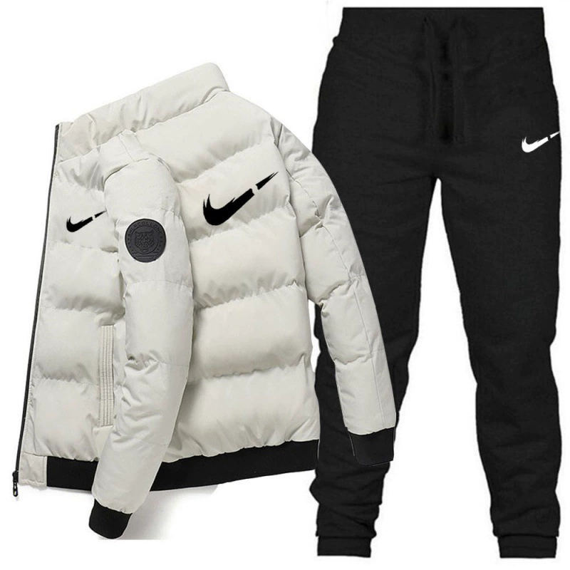 2024 новый мужской зимний утепленный теплый хлопковый повседневный костюм с воротником-стойкой, хлопковое пальто + брюки