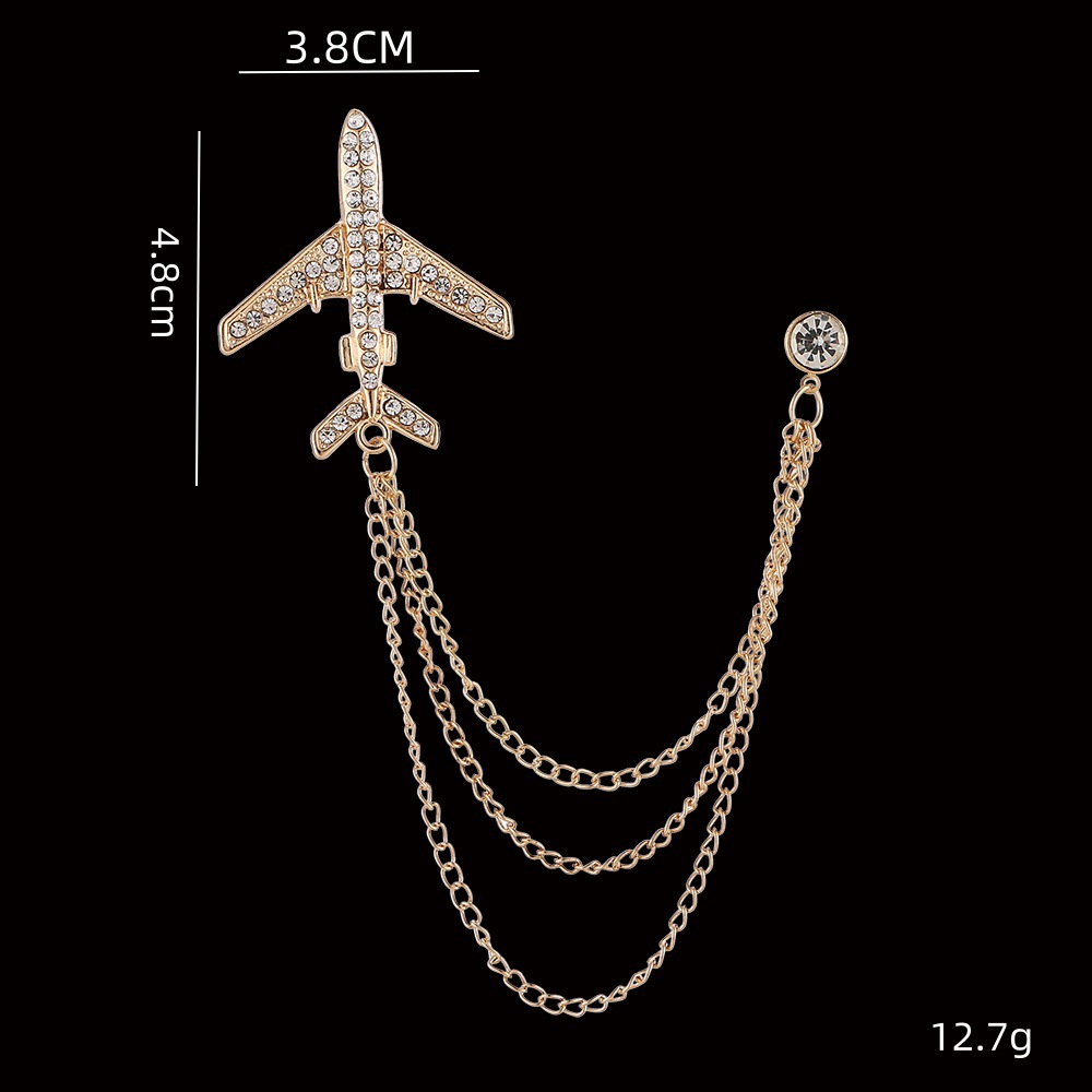 Moda corona alas diamante borla hombres traje broche simple todo partido traje vestido abrigo ramillete accesorios