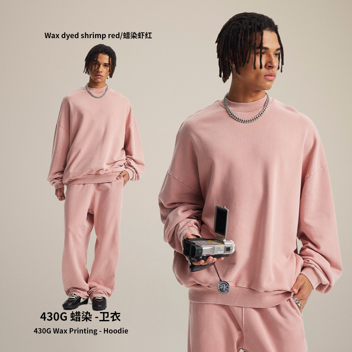 Chain tide hombre| Fuente de venta directa para hacer viejas camisetas parejas set de algodón batim lavado camisetas de cuello redondo pantalones para hombres