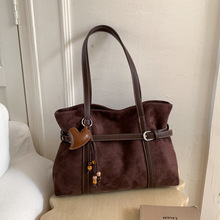 跨境麂皮绒包包女大容量新款秋冬季百搭单肩腋下包复古通勤托特包