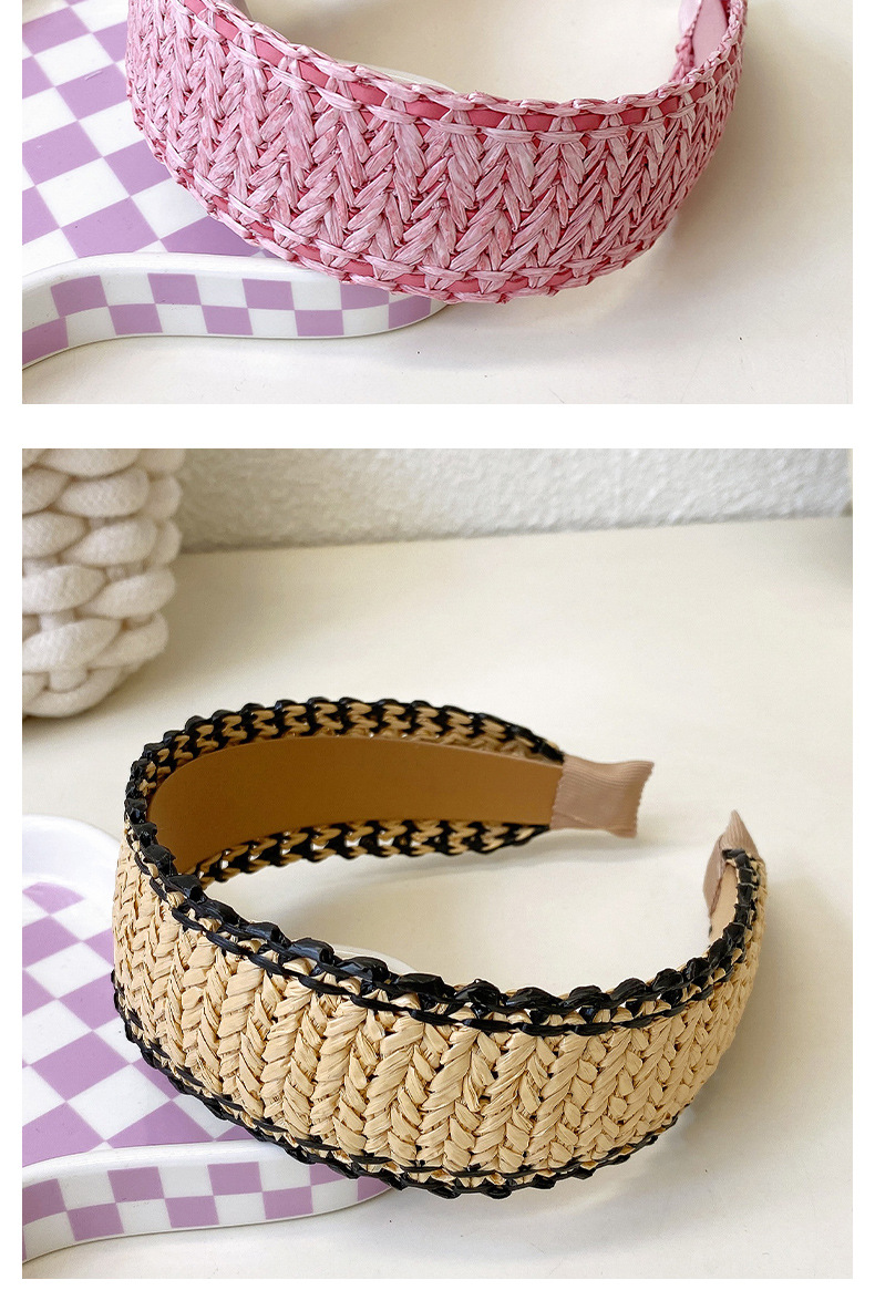 Women's Fashion Solid Color Straw Braid Hair Band display picture 4